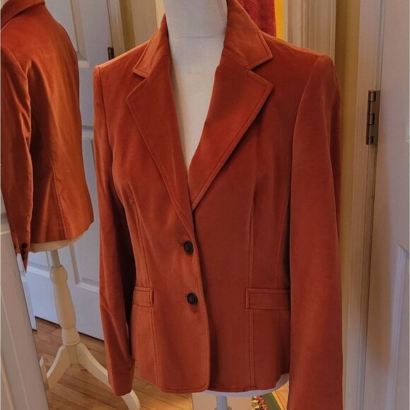 TALBOTS PETITE PUMPKIN VELVET BLAZER - Picture 5 of 7